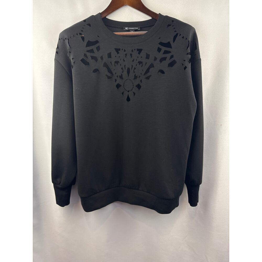 Women’s INC International Concepts XL Black Crewneck w/ Cutout Pattern